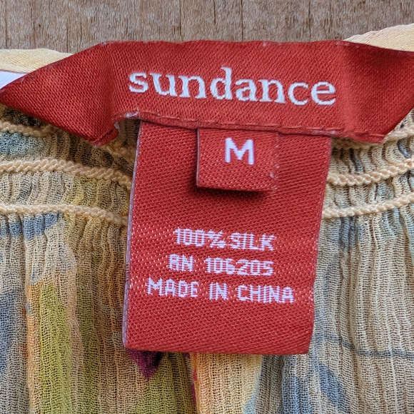 Sundance Silk Light Yellow Floral Patterned Lightweight Blouse - Picture 6 of 12